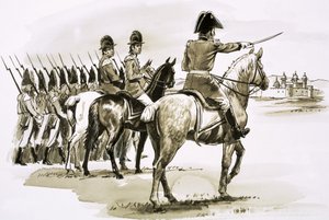 Arthur Wellesley al frente del 23º Regimiento en Mysore