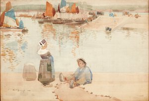 Figuras en el Muro del Puerto, Bretaña de Robert Brough