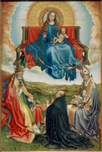 Madonna en la gloria con donante y los santos Pedro y Agustín de Robert Campin