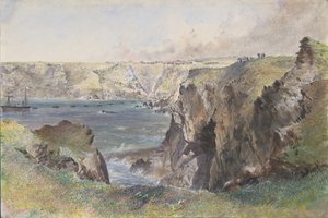 Bahía de Foilhummerum, Valentia, desde el Fuerte Cromwell: El Caroline Colocando el Cable Terrestre el 21 de Julio de 1865 de Robert Charles Dudley