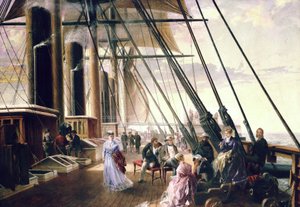 A bordo del buque de vapor y ruedas "Great Eastern" de Isambard Kingdom Brunel (1806-1859), en el trayecto de Sheerness (Inglaterra) a Valentia (Irlanda).