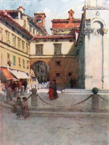 Piazza San Michele, Lucca (litografía en color)