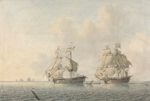 Un hombre de guerra inglés toma posesión de un barco de Robert Cleveley