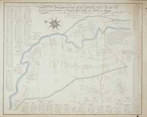 Un nuevo y correcto mapa de Hackney Marsh, 1745