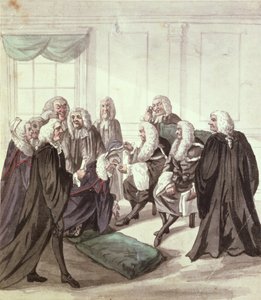 Una Mirada al Salón de Westminster en una Llamada de Abogados, siglo XVIII de Robert Dighton