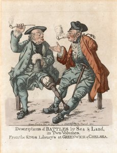 Anuncio de Descripciones de Batallas por Mar y Tierra en dos volúmenes, de las Bibliotecas Reales en Greenwich y Chelsea