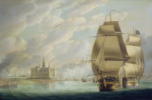 Nelson forzando el paso del estrecho, 30 de marzo de 1801, antes de la batalla de Copenhague