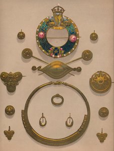 Ornamentos y broche de oro, 1863