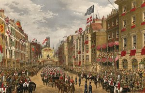 Temple Bar, Londres, 7 de marzo de 1863 (grabado) de Robert Dudley