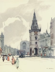 Glasgow: The Tolbooth and the Tron Steeple (litografía en color)