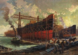 Construcción naval en Ashbridges Bay, Toronto, 1918