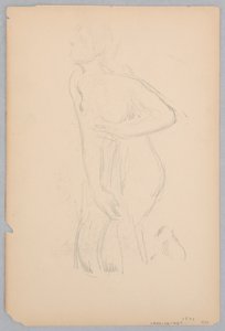 Estudio para una mujer arrodillada, “Festival de la Vendimia,” Mendelssohn Glee Club, Nueva York de Robert Frederick Blum