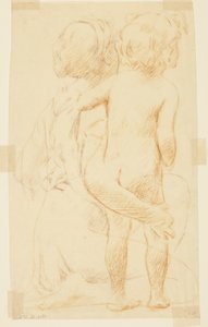 Estudio para una mujer sentada con un niño, "Festival de la Vendimia," Mendelssohn Glee Club, Nueva York, NY de Robert Frederick Blum