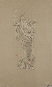 Estudio de figura femenina para mural Moods to Music de Robert Frederick Blum