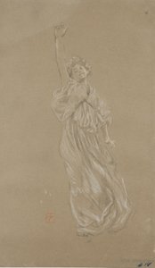 Estudio de figura femenina de pie, para mural Moods to Music de Robert Frederick Blum