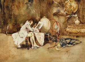 El conocedor de acuarelas, 1878 de Robert Frederick Blum