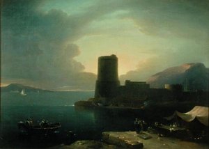 El promontorio de Posilipio, en la bahía de Nápoles, con el Monte Vesubio al fondo de Robert Freebairn
