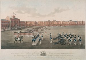 Escena de la Compañía de Artillería Honorable, City Road, Finsbury, Islington, Londres, 1829 de Robert Havell