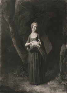 La Srta. Cunningham con su King Charles Spaniel en brazos de Robert Healy