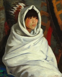 Niña india con manta blanca de Robert Henri