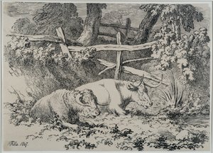 Ganado descansando, 1807 de Robert Hills
