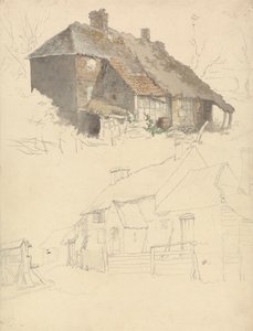 Bocetos de casas de campo: Dos estudios en una hoja de Robert Hills