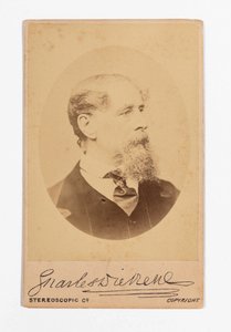 Tarjeta de visita de Charles Dickens con la firma de Dickens de Robert Hindry Mason