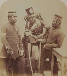 Sargentos de Color J. Stanton, Kester Knight y W. Bruce, Zapadores y Mineros Reales, 1856 de Robert Howlett