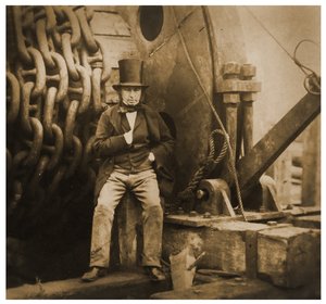 Isambard Kingdom Brunel junto a las Cadenas de Lanzamiento del SS Great Eastern