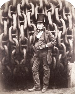 Isambard Kingdom Brunel, de pie frente a las cadenas de lanzamiento del 