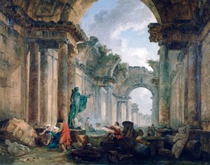 Vista imaginaria de la Gran Galería del Louvre en ruinas, 1796