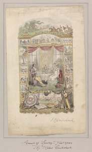 Diseño para la portada de los Anales de la Gaceta Deportiva y de Fantasía, Volumen 1 de Robert Isaac Cruikshank