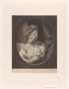Retrato de una mujer con el escote parcialmente cubierto en un tocador, posiblemente Catherine Bampfylde de Robert John Dunkarton
