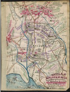 Batalla de Malvern Hill mostrando el 1er ataque de Magruder 30 de Junio LOC gvhs01.vhs00095