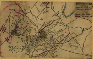 Chancellorsville, 2 de mayo de 1863, mostrando el gran movimiento de flanco de Stonewall Jackson LOC gvhs01.vhs00287