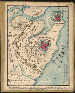 Línea de terraplenes del Gral. Q. A. Gillmore frente a Fort Wagner, Morris Island, S.C., julio de 1863 LOC gvhs01.vhs00152