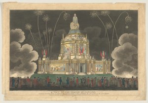 Vista del Templo de la Concordia Erecto en el Parque Verde, para Celebrar el G..., 9 de septiembre de 1814 de Robert Laurie