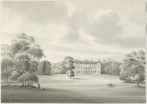 Chillington Hall: dibujo en sepia de Robert Noyes