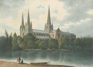 Catedral de Lichfield - Vista Suroeste, Jul 1824 de Robert Noyes