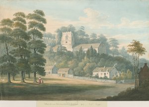Iglesia y pueblo de Tettenhall: pintura en acuarela, 1826 de Robert Noyes