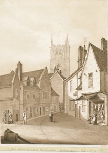 Wolverhampton - Iglesia de San Pedro: dibujo en sepia, 1838 de Robert Noyes