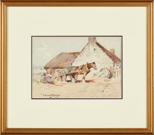 Caballo y carro (acuarela)