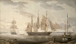 Barcos en el puerto, 1805 de Robert Salmon