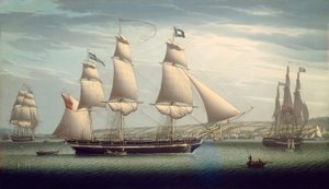 El Barco "Favorite" Maniobrando Frente a Greenock de Robert Salmon