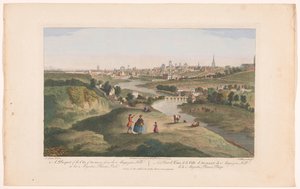 Vista de la ciudad de Dublín vista desde Phoenix Park Una perspectiva de la ciudad de Dublín desde Magazine Hill en His Majesties Phoenix Park (título sobre el objeto) de Robert Sayer (possibly)