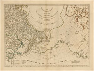 Mapa de 1775 - Los descubrimientos rusos, del mapa publicado por la Academia Imperial de San Petersburgo de Robert Sayer