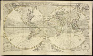 Un nuevo mapa del mundo en dos hemisferios con los nuevos descubrimientos y extensiones de los dos Circum Navigators viz 