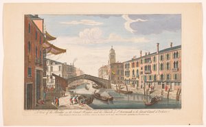 Gezicht op de Ponte delle Guglie over de Canale di Cannaregio te Venetië Una vista del puente sobre el Canal Reggio; y la Iglesia de San Jeremías al Gran Canal de Venecia (título sobre el objeto) Venetië (título de la serie) de Robert Sayer