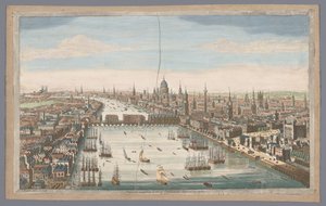 Vista de la ciudad de Londres Una vista general de la ciudad de Londres, junto al río Támesis (título sobre el objeto) Londres (título de la serie) de Robert Sayer