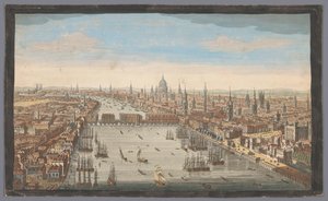 Vista de la ciudad de Londres Una vista general de la ciudad de Londres, junto al río Támesis (título sobre el objeto) Londres (título de la serie) de Robert Sayer